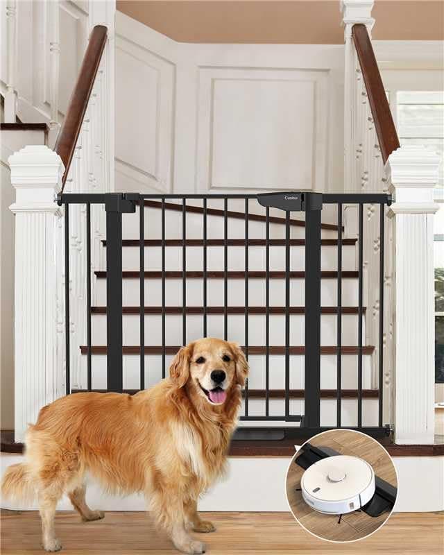 Cumbor 29.7-46" Baby Gate for Stairs, Mom's Choice Awards Winner-Auto Close Dog Gate for The House, Gifts for Mom, Easy Install Pressure Mounted Pet Gates for Doorways, Black