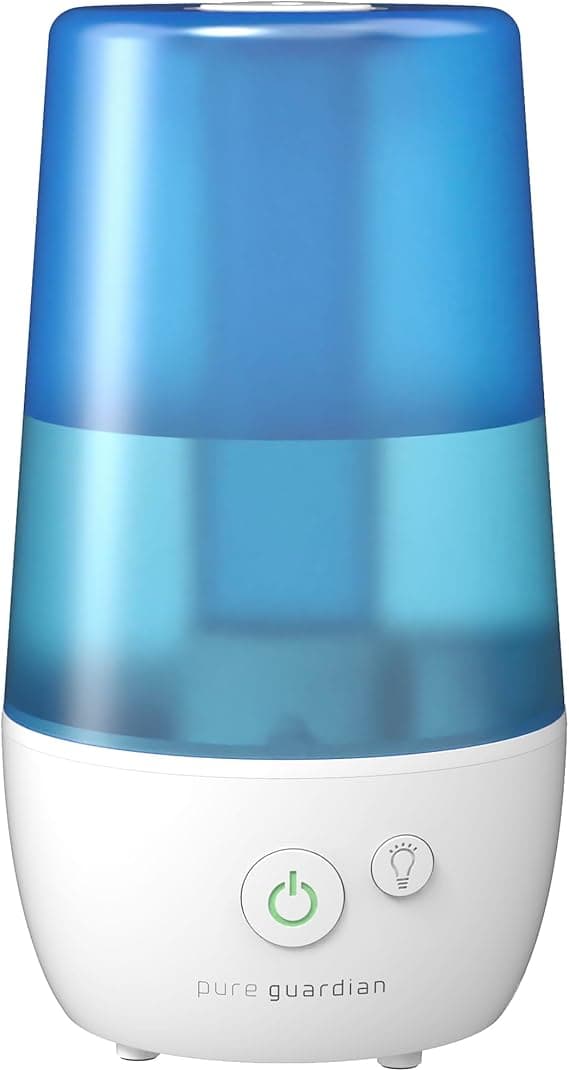 PureGuardian 1-Gallon Ultrasonic Cool Mist Humidifier with Essential Oil Tray, 70-Hour Run Time on Low, Covers 320 Sq, Ft, Silver Clean Protection, Filter Free for Bedrooms, Offices, Home, H965AR