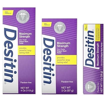 DESITIN Maximum Strength Original Diaper Rash Paste 3-Piece Variety Sizes 4 oz, 2 oz, 1 oz Bundle Pack