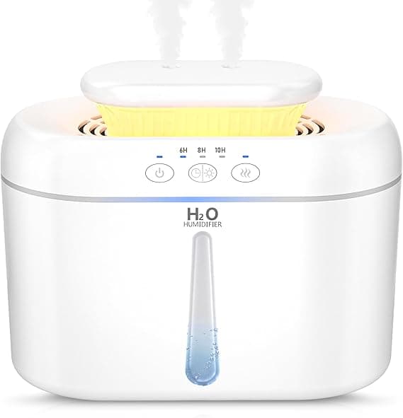 COO Humidifiers for Bedroom, 2L Tank for Large Room, 30 Hour Runtime, 28dB Quiet Cool Mist Humidifier for Home, Baby Nursery, Plants, Indoor, Office, Easy to Fill & Clean,Night Light and Auto Shut-off