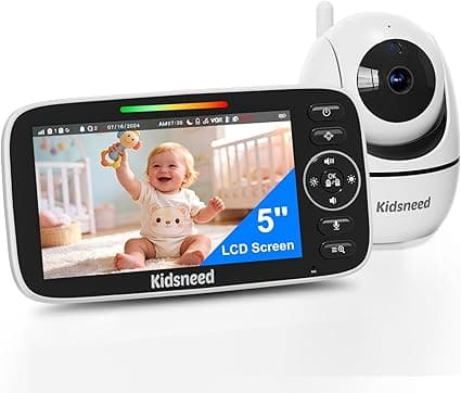 Kidsneed Baby Monitor with Camera and Audio - 5 inch 720P Video Baby Monitor, No WiFi, 48H Battery Life, Night Vision, Two Way Talk, Remote Pan Tilt Zoom, Thermal Monitor，1000 ft Range（530）
