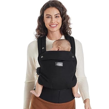 Momcozy Baby Carrier - Ergonomic, Cozy and Lightweight Carrier for 7-45lbs, Effortless to Put On, Ideal for Hands-Free Parenting, Enhanced Lumbar Support, Purehug for Infant to Toddler, Black