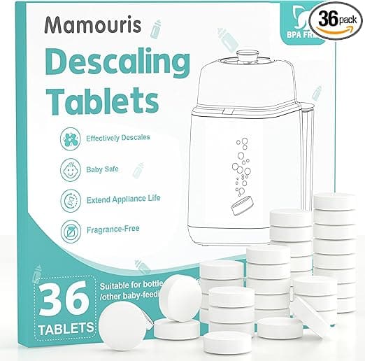 Descaling Tablets 36 Count: for Momcozy Baby Brezza Grownsy Papablic Bottle Washers, Detergent Washing Tablets for All Brands Baby Bottle Washer Machine Warmer Sterilizers Formula Maker
