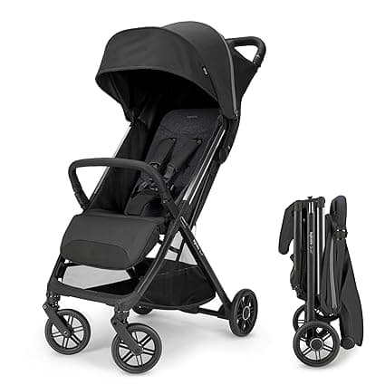 Inglesina Quid³ Stroller, Cosmic Black - Compact Reclining Travel Stroller for Baby & Toddler 0-55 lbs, One Hand fold, Car seat Compatible, Airplane Overhead, Lightweight, Foldable, XL UPF 50+ Canopy