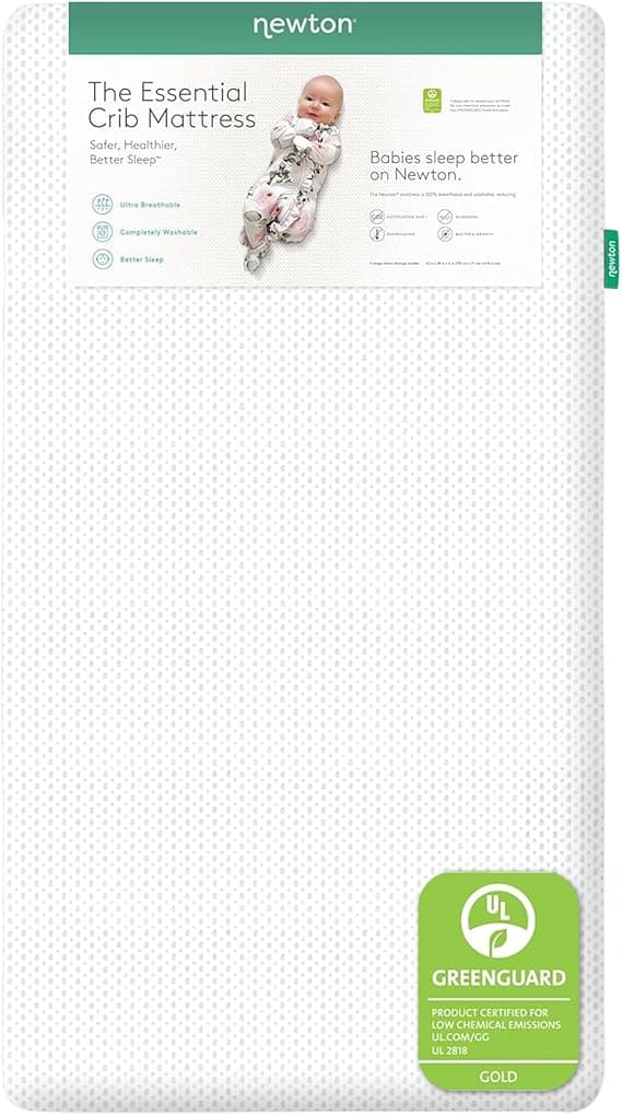 Newton Baby Essential Crib Mattress – Breathable, Washable Infant & Toddler Mattress with Firm Support, All-Stages, Infant to Toddler, GREENGUARD Gold Certified - White