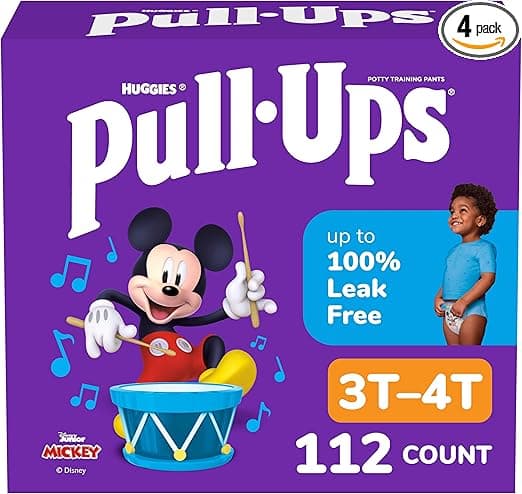 Pull-Ups Boys' Potty Training Pants, Size 3T-4T Training Underwear (32-40 lbs), 112 Count (4 Packs of 28), Packaging May Vary
