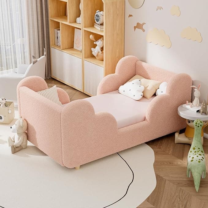 NAIZEA Toddler Bed - Toddler Floor Bed, Kid Bed Frame, Standard Crib Size Kids Beds Up to 3 Years Girls and Boys, Montessori Floor Beds(No Mattress)