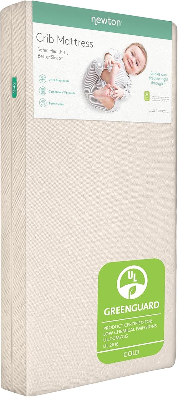 Newton Baby Crib Mattress and Toddler Bed - Ultra-Breathable Proven to Reduce Suffocation Risk, Washable Core & Cover, 2-Stage, Deluxe 5.5" Thick - Sandstone