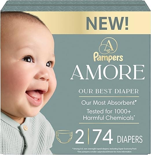 Pampers Amore, Size 2 (10-22 lbs), 74 Count, Our Best Diaper