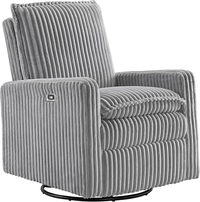 Oxford Baby Uptown Power Recliner/Glider, Corduroy, Ash Gray