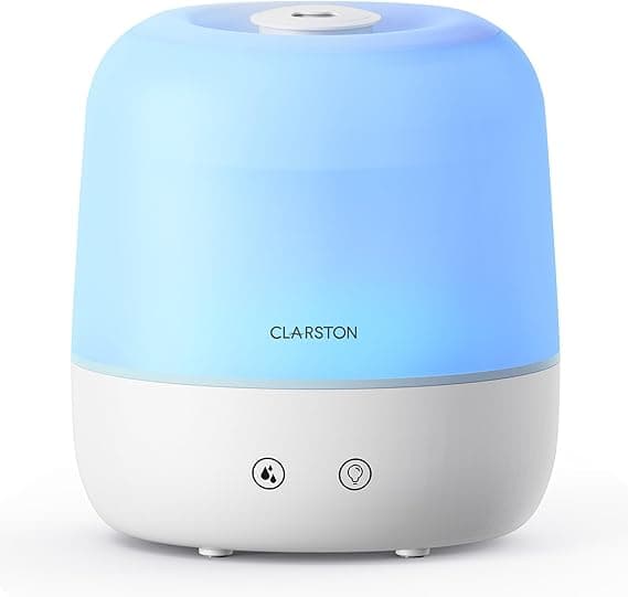 Clarston 2L Cool Mist Humidifier for Bedroom with 360° Adjustable Nozzle, High and Low Mist Levels, Ultra-Low Noise, Light-Off, No BPA, Auto Shut Off, Ideal Baby Humidifier with Easy Top Filling