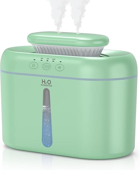 HZD Humidifiers for bedroom 2L Tank for Large Room, Easy to Fill & Clean 26dB Quiet Runtime Can Timed USB Humidifier for Home, Baby, Nursery, Plants, Night Light (Green)