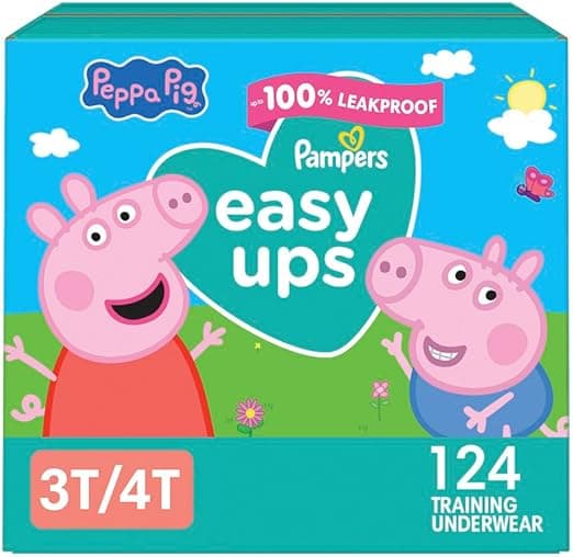 Pampers Training Pants - Easy Ups Girls & Boys - Size 3T-4T, 124 Count, Peppa Pig Potty Underwear (Packaging May Vary)