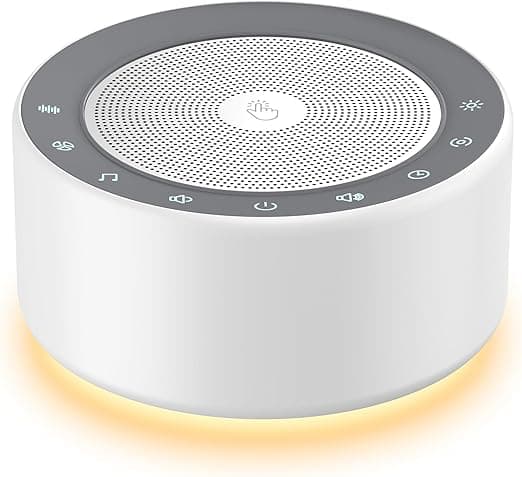 Kipcush White Noise Machine with Night Light β Nursery Sound Machine with Soft Non-Glare Lamp, 30 Soothing Sounds, 8 Color Lights, Up to 8-Hour Timer for Baby & Adults