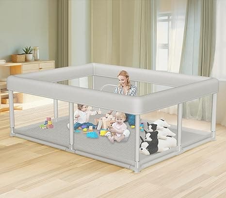 Large Baby Playpen 65x50 Inch, PlayPen for Babies and Toddlers, Sturdy Safety Play Yard for Indoor & Outdoor with Zipper Gates, Anti-Fall