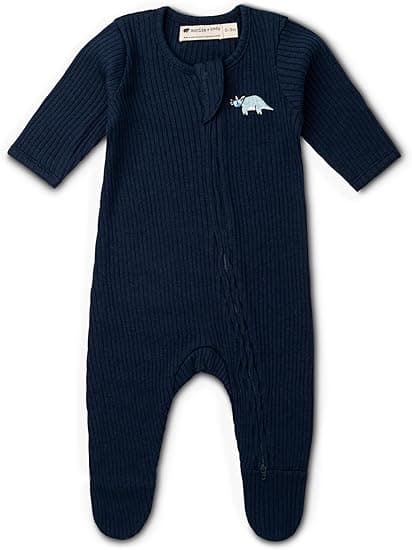 monica + andy Double Zipper One Piece, 100% Organic Baby Clothes for Girls & Boys, Unisex, Preemie, Newborn & Infant Sizes