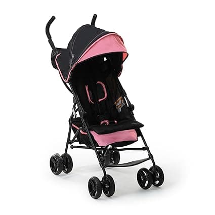 Ingenuity 3D Mini Convenience Stroller – Lightweight Stroller with Compact Fold, Multi-Position Recline, Canopy with Pop Out Sun Visor and More – Umbrella Stroller for Travel, Pink