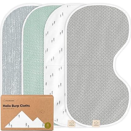 KeaBabies 4-Pack Baby Burp Cloths Baby Girl, Boy - Organic Cotton Burp Cloth, Extra Large, Absorbent, Soft Burping Cloths & Bibs Set for Babies, Newborn Burp Clothes, Thick Burp Rags (Nordic)