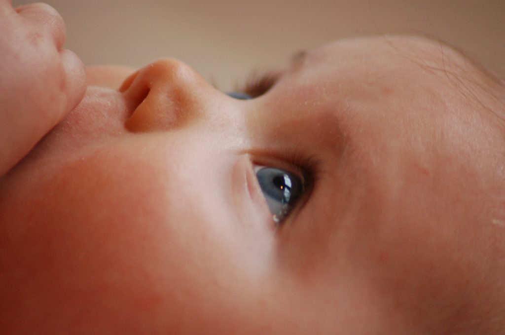 A close up of a baby's eye color