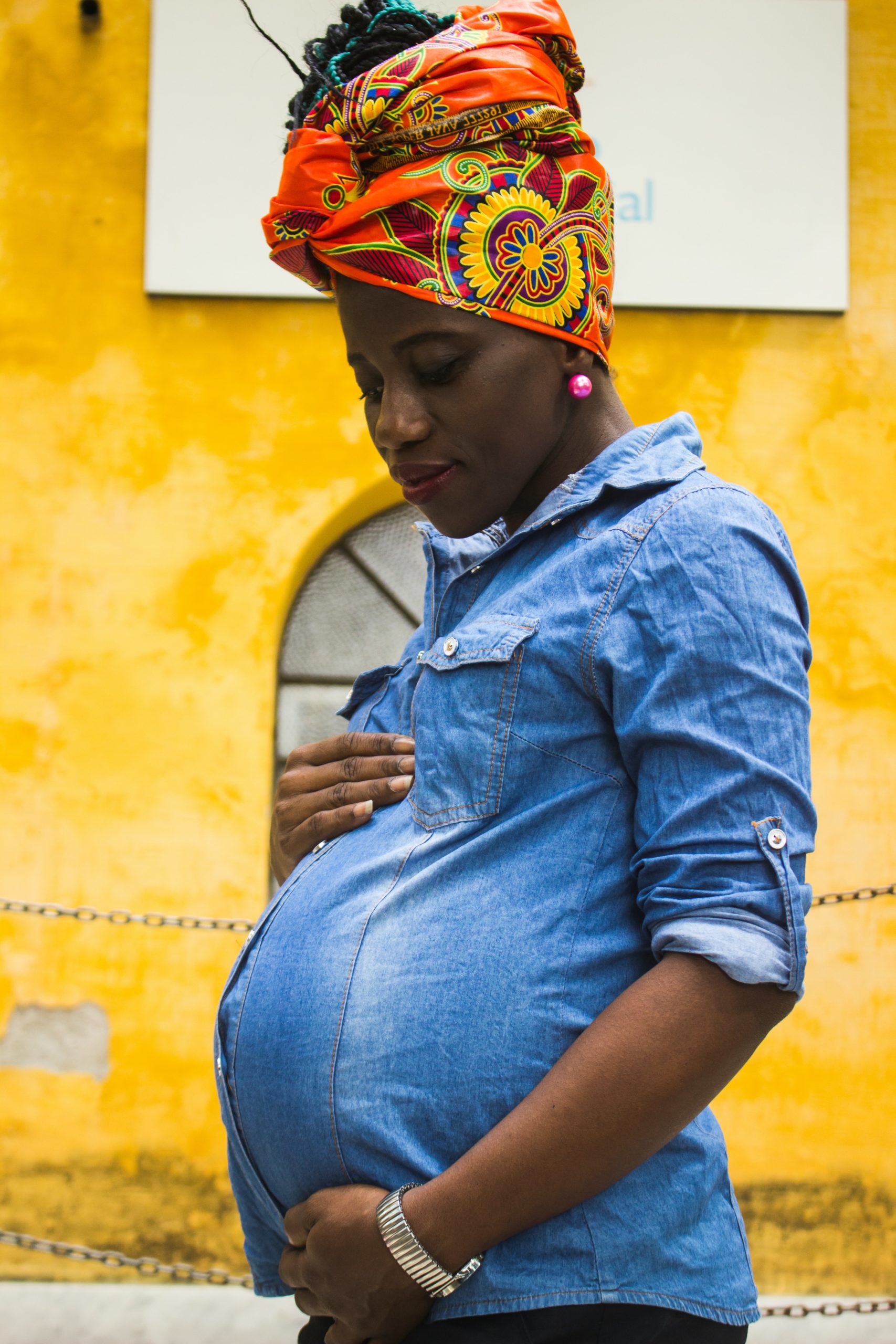 A pregnant woman mindful of what they eat